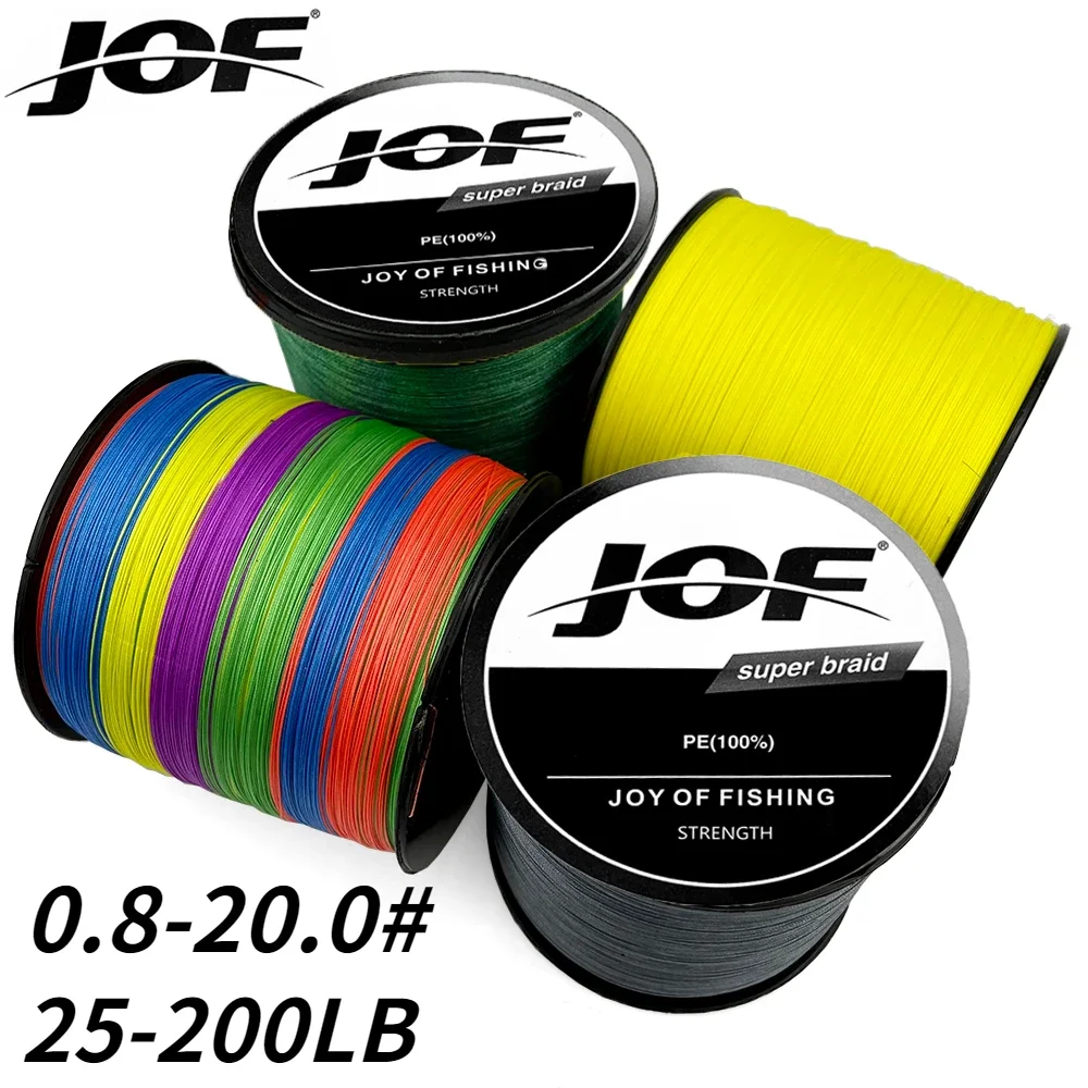 JOF 16 Strands 1000M Multifilament Braided Fishing Line X16 Hollow Core Wire Extreme Strong 25-200LB Carp Pike Fishing Tackle