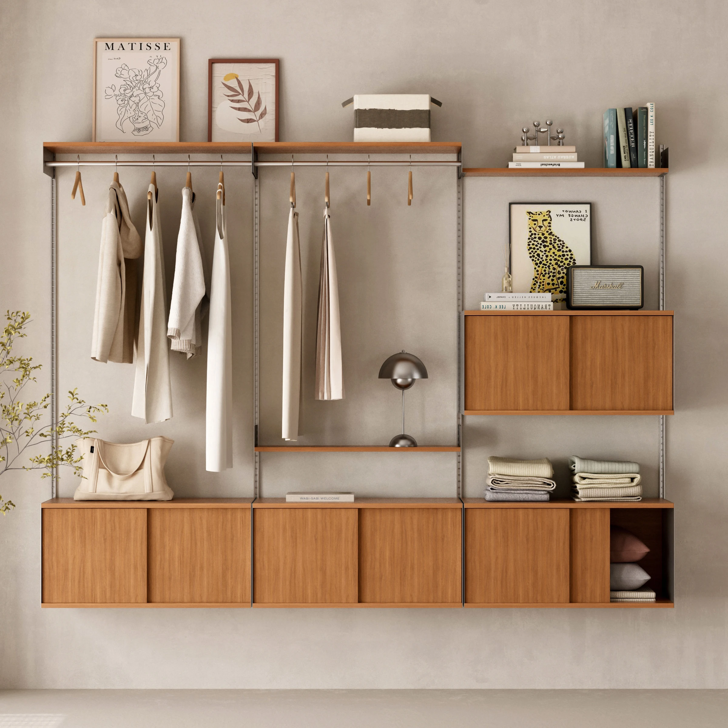 

Customizable wall layered shelves, wall-mounted cabinets, invisible tracks, free combination, bedroom multi-layer storage racks