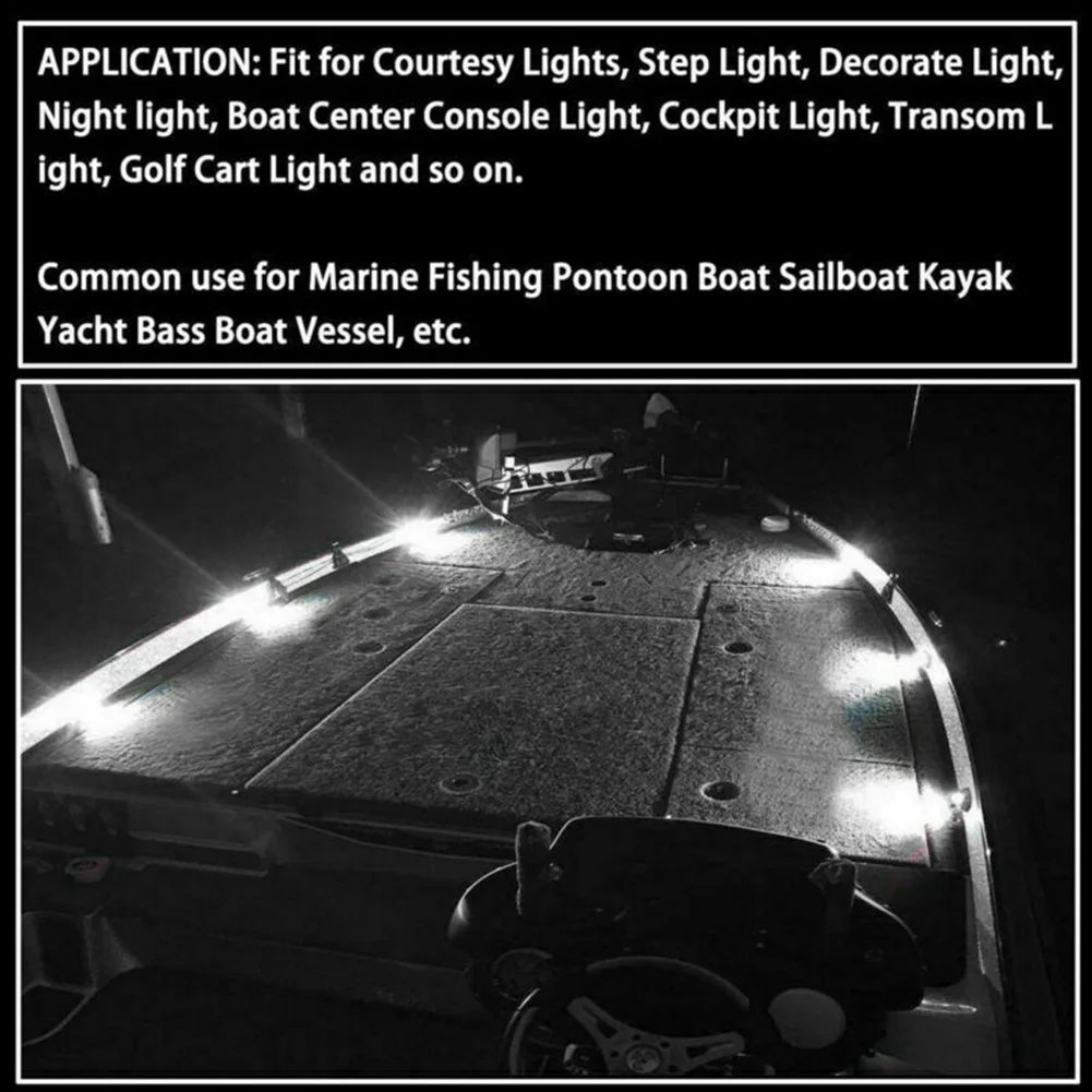 

10pcs Marine Boat 6 LED Lamp Cabin Deck Courtesy Light Stern Transom Lights White Trailers Trucks Boat Slim Strip Lights