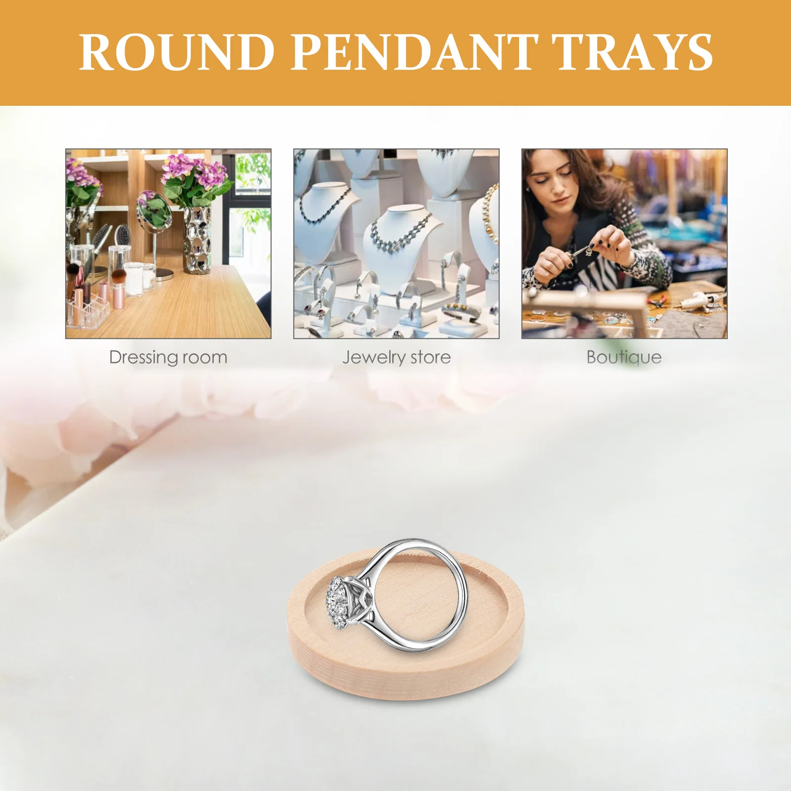 20 قطعة قاعدة مجوهرات مستديرة الخشب الكاكي 35 مللي متر القطر الخارجي 30 مللي متر القطر الداخلي قلادة الصواني DIY بها بنفسك الحرفية صنع الملحقات #4