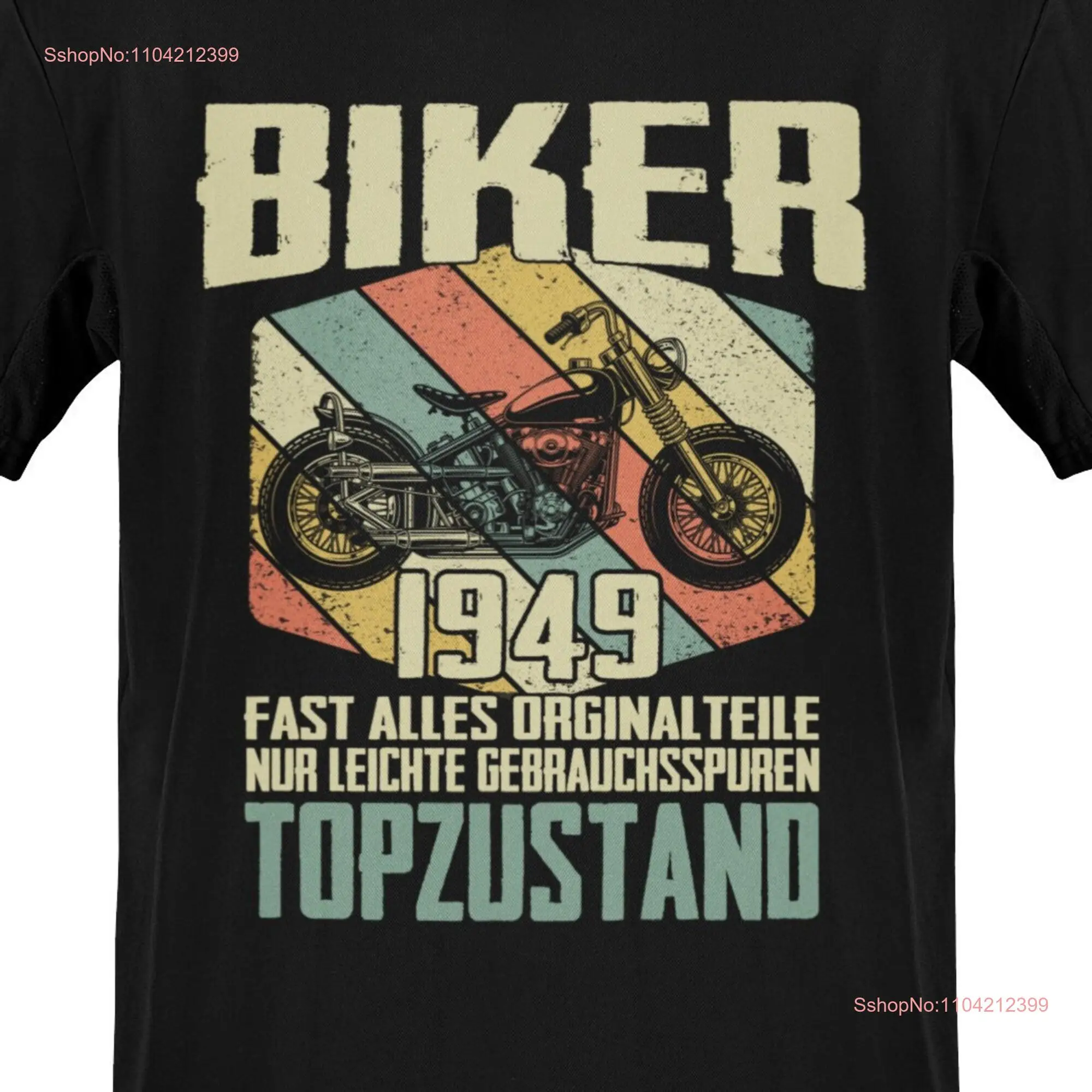 75th Birthday Motorcycle T Shirt 75 Years 1949 Motorcyclist Biker Retro long or short sleeves