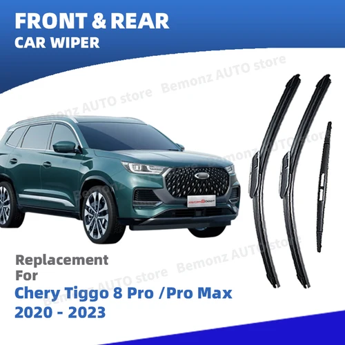 Escobillas de limpiaparabrisas delanteras y traseras LHD para Chery Tiggo 8 Plus Pro Max 2020 2021 2022 2023 3 piezas accesorios para ventana de parabrisas