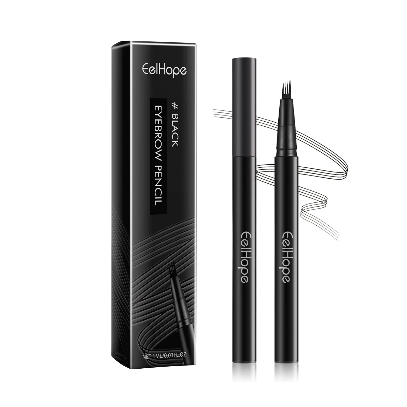 Eyebrow Pencil Ultra Fine 4 Claw Design Natural Brow Shape Long-Lasting Waterproof Sweatproof Beginner-Friendly Portable Black