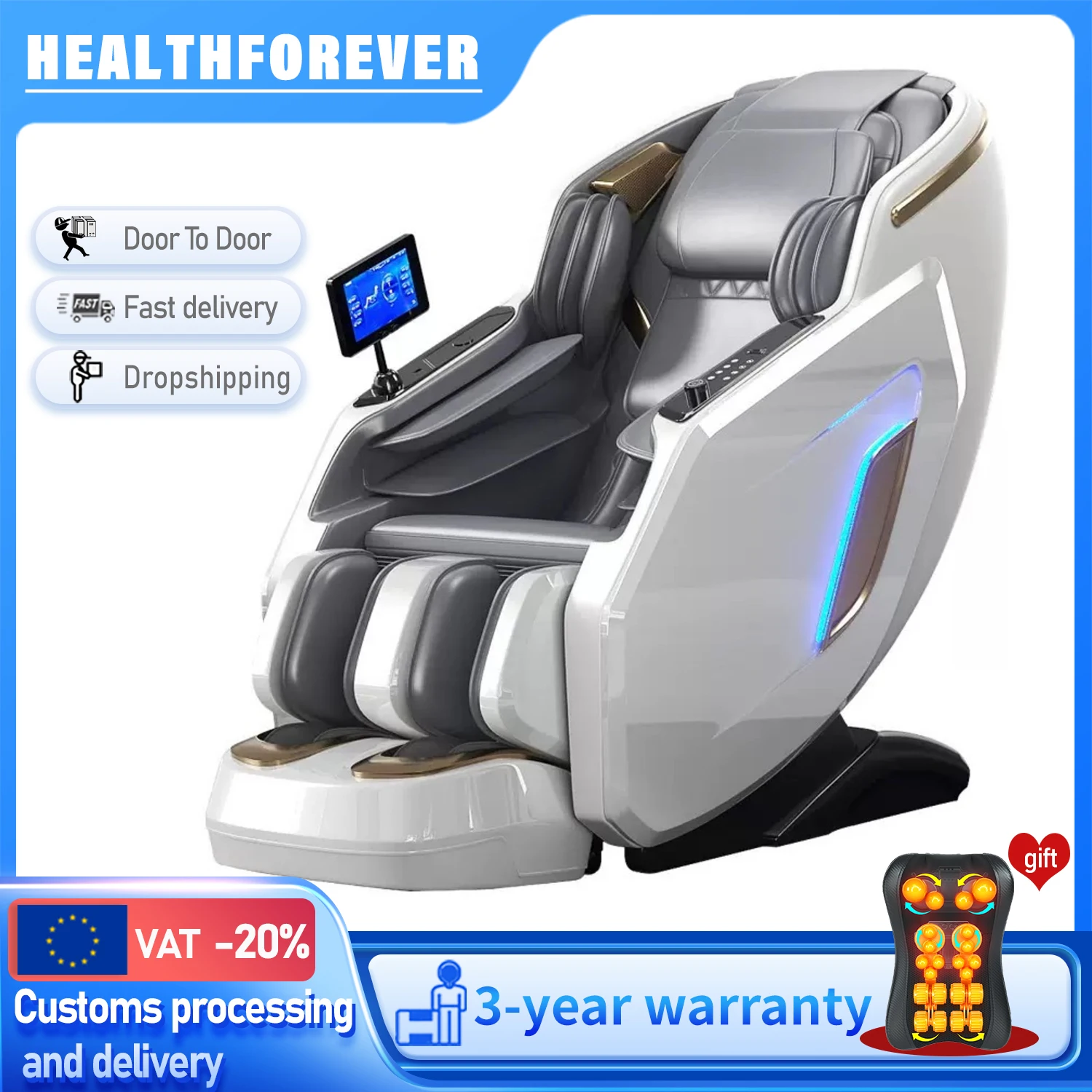 

4D SL-Track Zero Gravity full body massage chair Voice Control Heating Shiatsu 3D Thai Stretch Bluetooth Home Office Chair