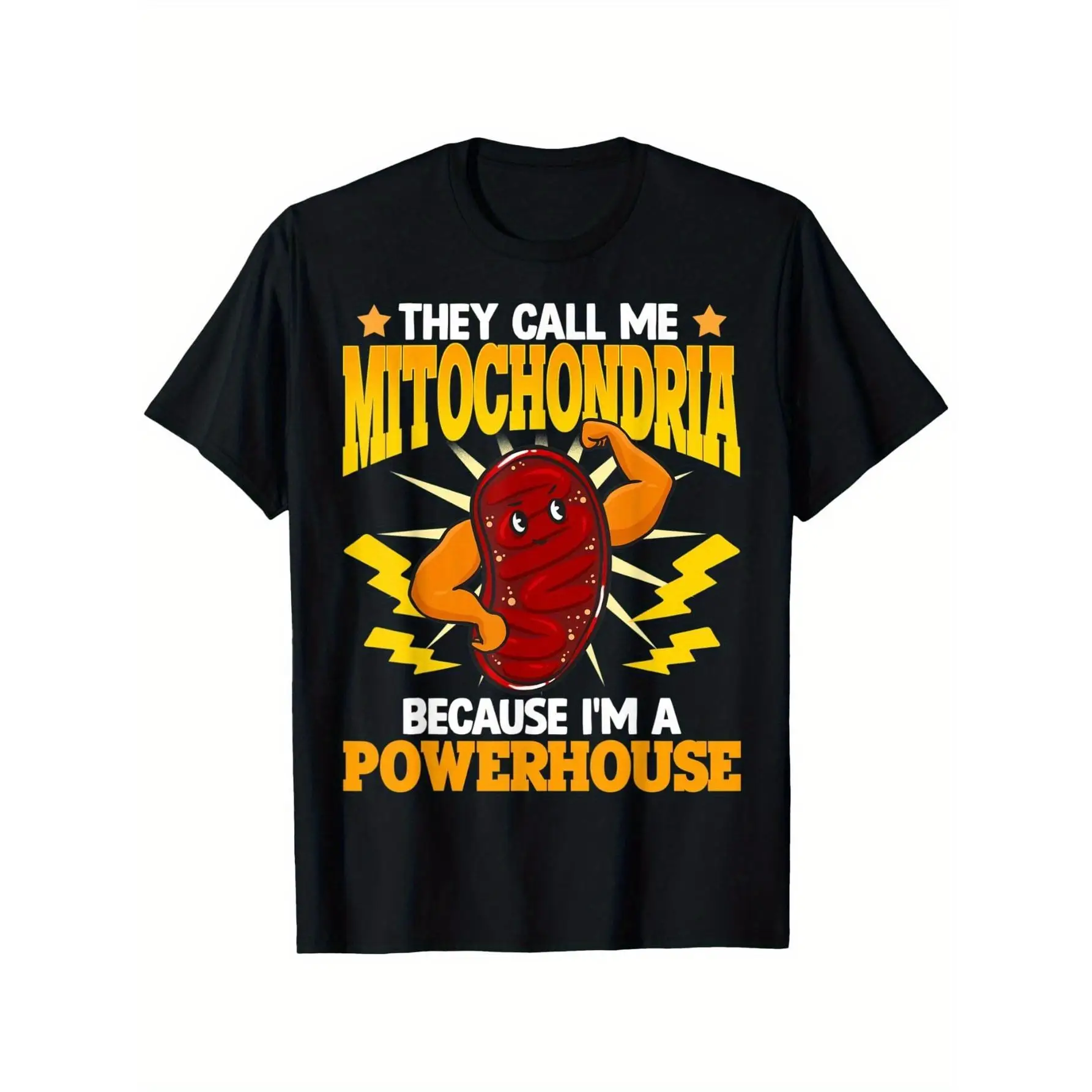 

Unisex Mitochondria T-Shirt Powerhouse Funny Science Graphic Tee Biology Humor Slogan Fitness Gym Student Gift Top