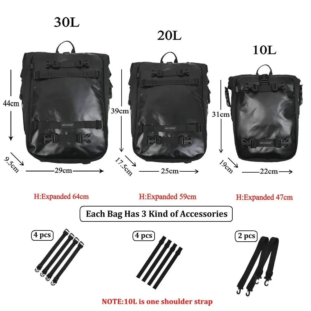 10L 20L 30L Motorcycle Rear Bag Multi-function Waterproof Inner Bag Motor Side Tail Luggage Storage Bag Riding Backpack