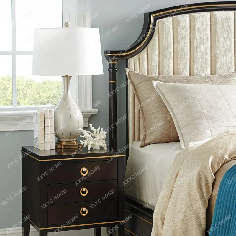

L neoclassical solid wood bed simple post-modern bedroom soft backrest light luxury bed Luxury Bedding