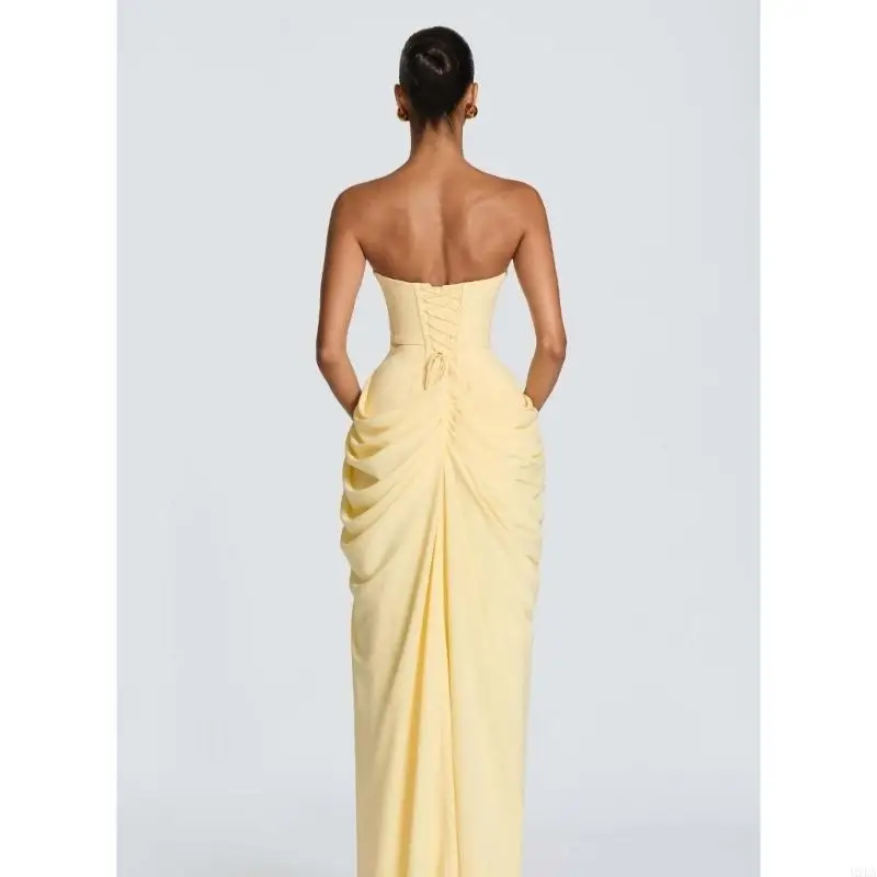 2026 New Strapless Bridesmaid Dresses Off Shoulder Cocktail Dress Ruffle Accent Stretchy