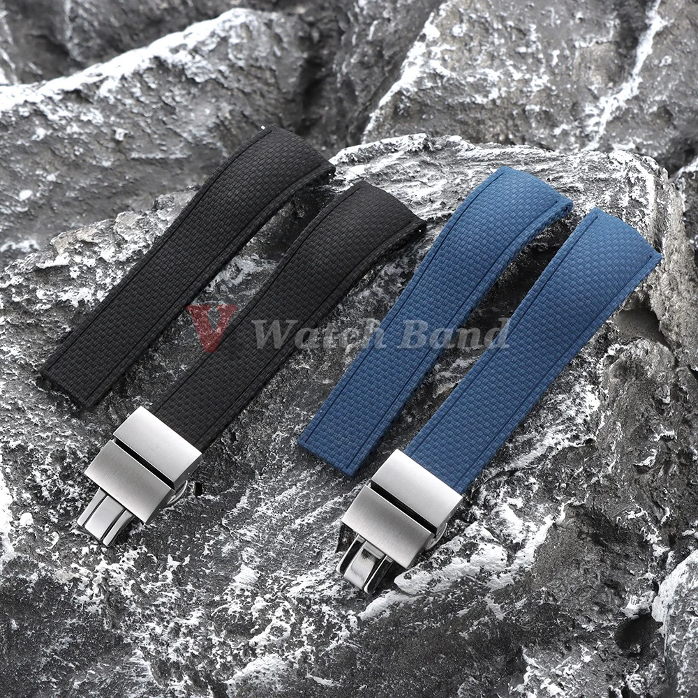 New Curved End Fluoro Rubber Strap 20/21/22mm Quick Release FKM Bands for Omega for Rolex for Seiko for Longines Watch Bracelet