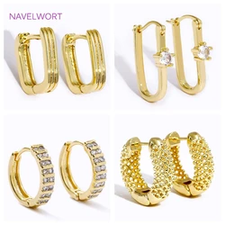 Trendy 18K Gold Plated Brass Geometric Hoop Earring Inlaid Zircon Twist Round Earring,Jewelry Party Gifts For Women Wholesale