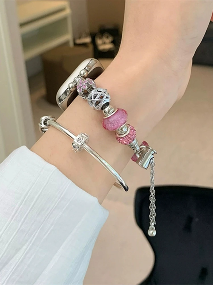 

Luxury Bracelet Metal Watch Band For Apple Watch Series 8 7 41mm 45 6 Se 5 4 Women Diamond Slim Strap For IWatch 49 44 40 42 38