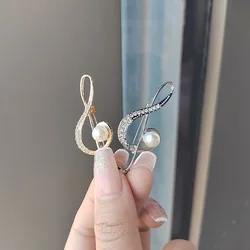 Simple Crystal Musical Note Pearl Brooches for Women Luxury Music Symbol Brooch Pin Fashion Concert Jewelry Musician Lapel Pins