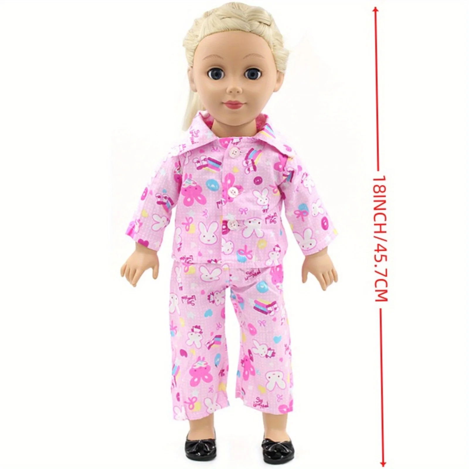 doll clothes suitable for 18-inch American dolls. ( does not include dolls and shoes.) Pink pajama costume