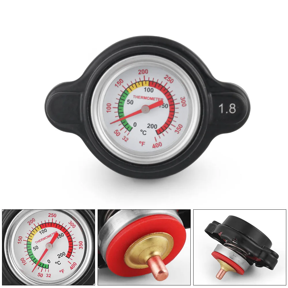 Water Tank Thermostatic Radiator Cap Cover With Temp Gauge Meter 1.8 Bar High Pressure For Kawasaki Kx 65 80 85 100