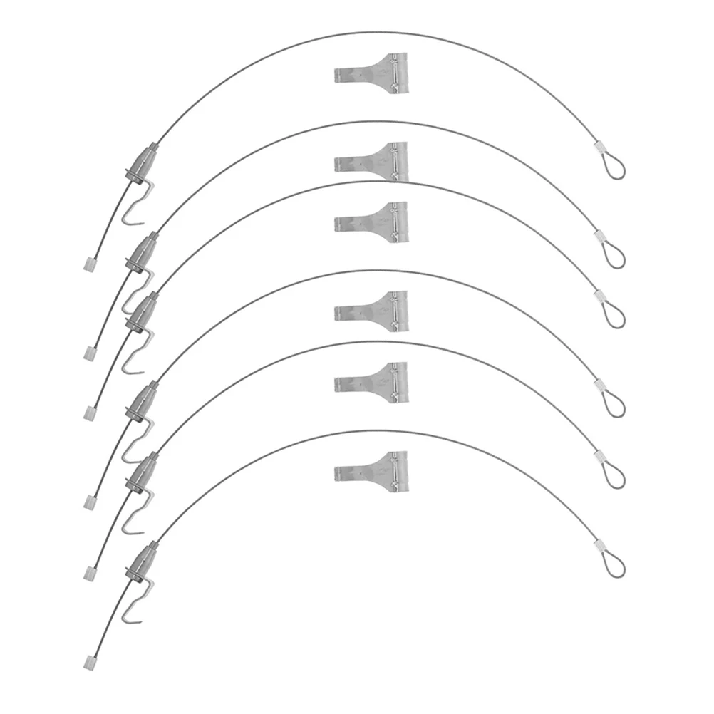 

6pcs Picture Picture Hooks For Wall Wire Rope System Hooks Loop Kit Adjustable Rail Wall Cord Grip Steel Wire Hardware