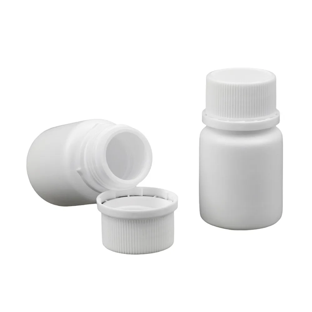 50pcs 20ml 20cc 20g HDPE Solid White Empty Plastic Containers Plastic Medicine Pill Bottles with Tamper Proof Cap