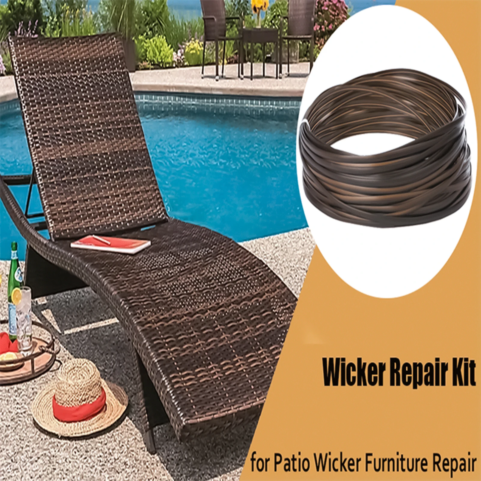 Plastic Wicker Repair Kit Synthetic Embossing Rattan Fix Material for Garden Patio Furniture and Rattan Chair