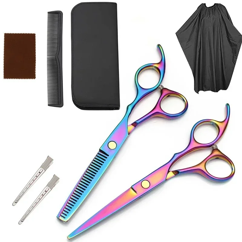 

Barber scissors Flat cut bangs thinning Haircut cloak hairdressing scissors set kappers benodigdheden Professional Barbershop