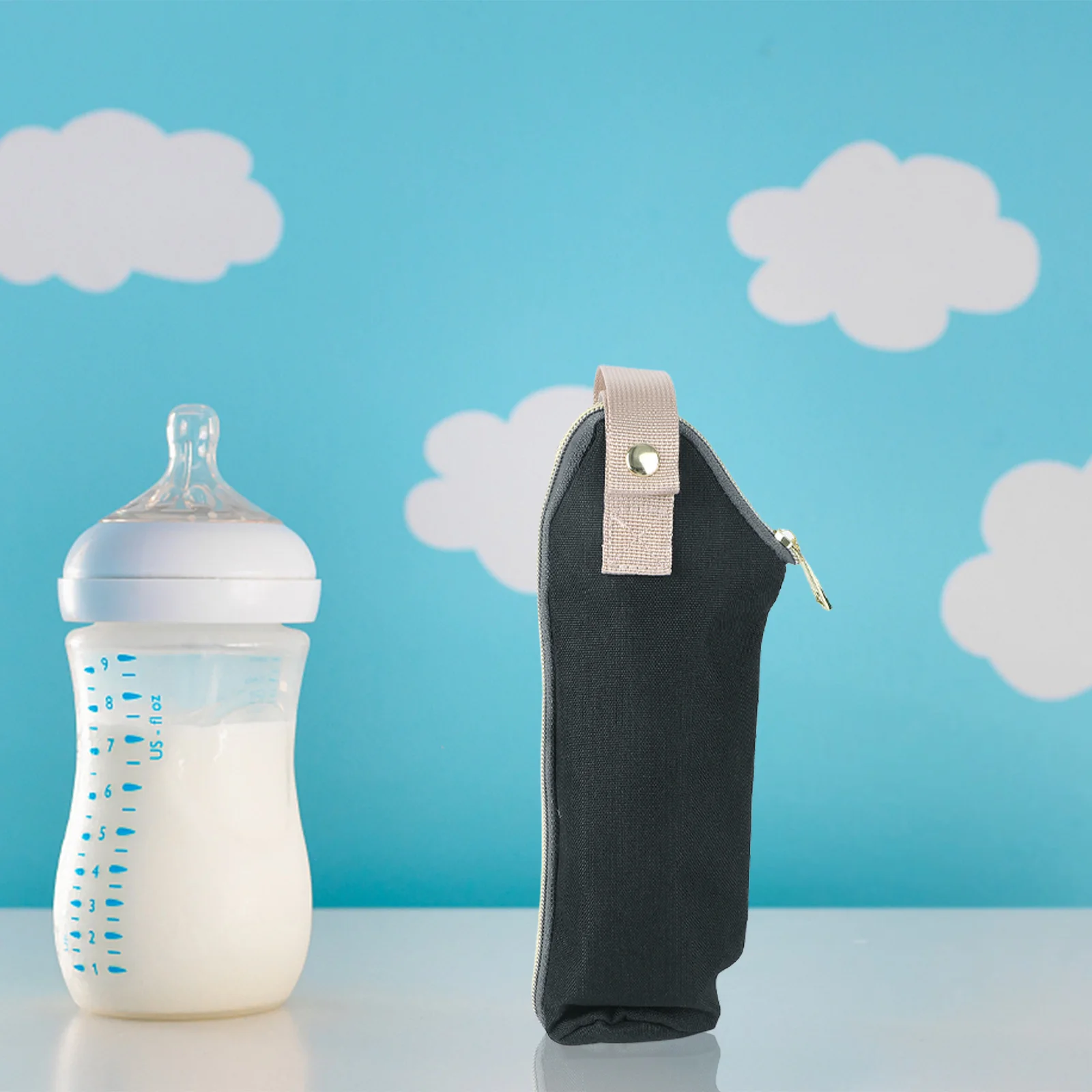

2 шт., сумка для бутылочки с молоком, изолированная сумка для бутылочки для кормления, портативная термосумка для кормления младенцев, черный компактный ремень для коляски