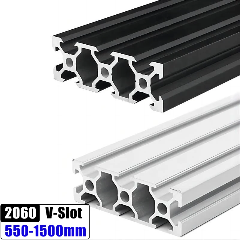 

2Pcs 2060 V-Slot Aluminum Extrusion Profiles 550-1500mm EU Standard Aluminum Linear Rail Guide for CNC Router Machine 3D Printer