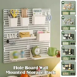 Hole Board Dormitory Wall Shelf Kawaii Free Punching Adhesive Students Study Wall Mounted Storage Rack Home Decoration Organizer