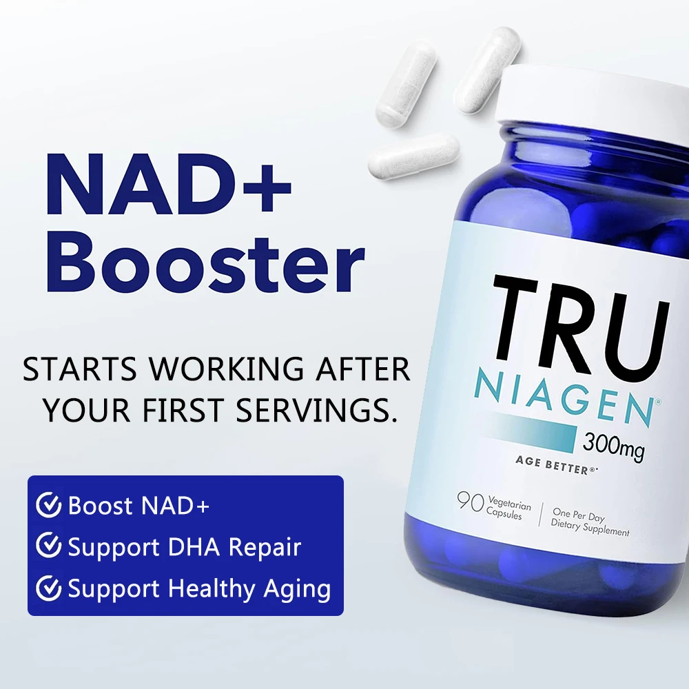 

Запатентованная добавка TRU NIAGEN NAD+ для борьбы со старением и регенерацией клеток, 300 мг, нигеновая, 90 порций | Поддерживает сотовую энергию