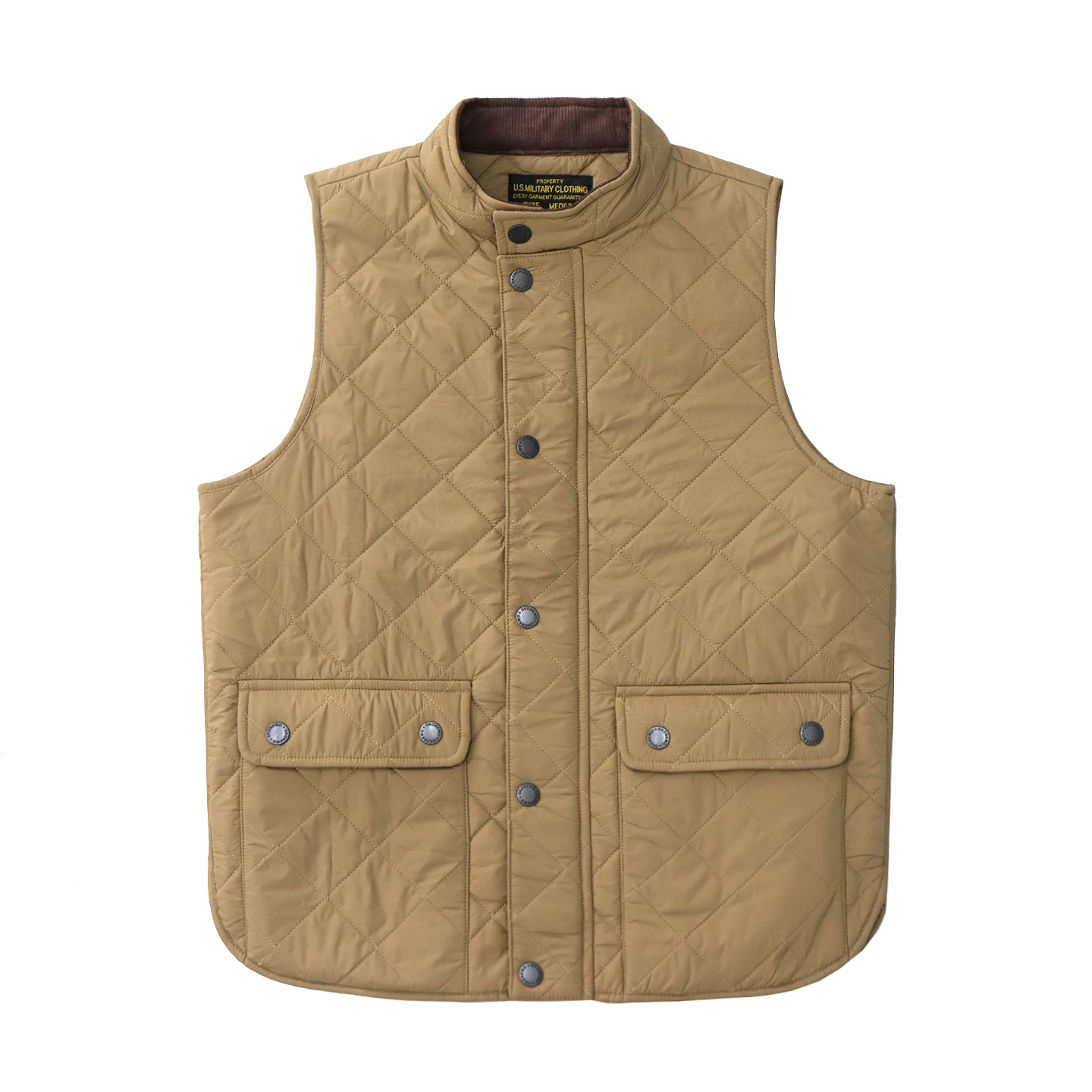 2026 Winter New American Retro Long Sleeve Dom Quilted Vest Men's Polo Style 100% Polyester Thick Casual Multi-pocket Jacket