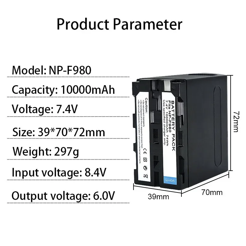 NP-F980 NP-F970 Rechargeable Batery for Sony CCD-TRV35 TRV940 CCD-RV100 DCR-TR7Series 10000mAh NP F970 NP F980 Camera Battery