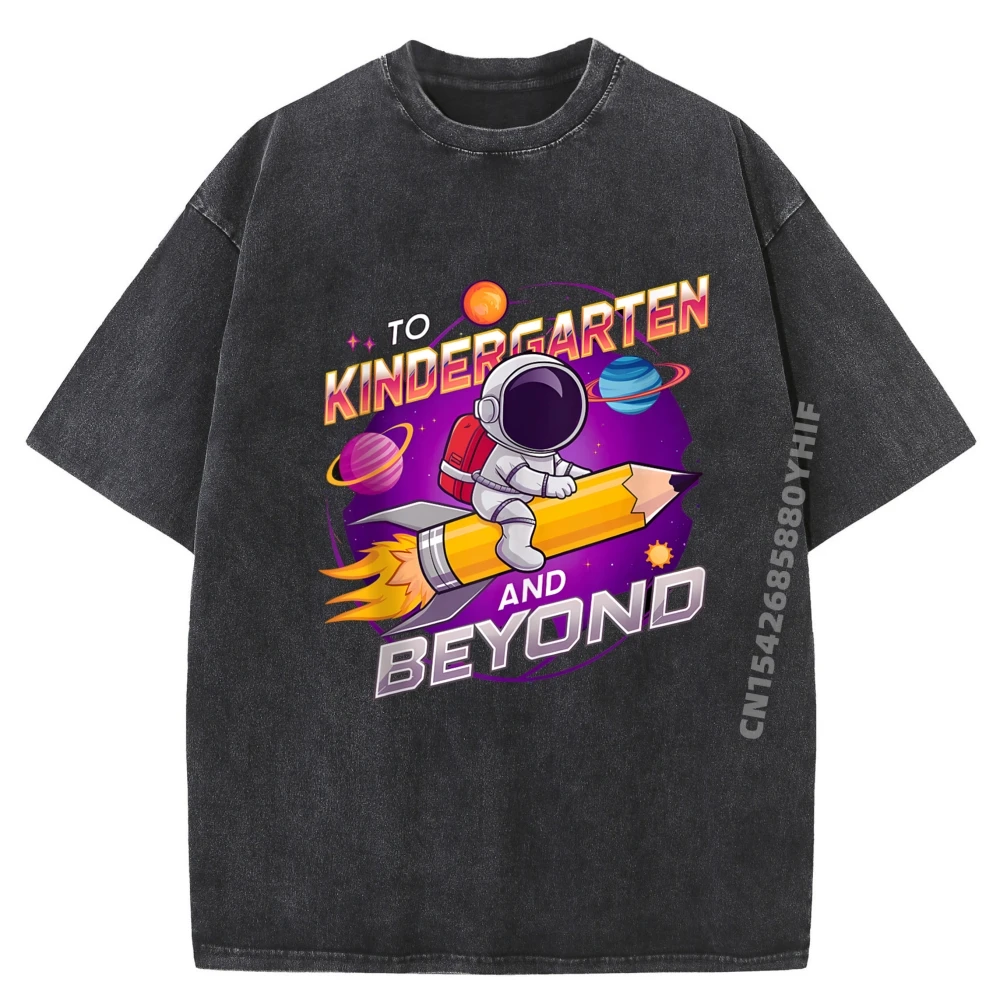 

Back To Kindergarten And Beyond Luxury Designer Tops Tees Gift Idea Loose T-shirts Men Hip Hop Streetwear Retro Washed T Shirts