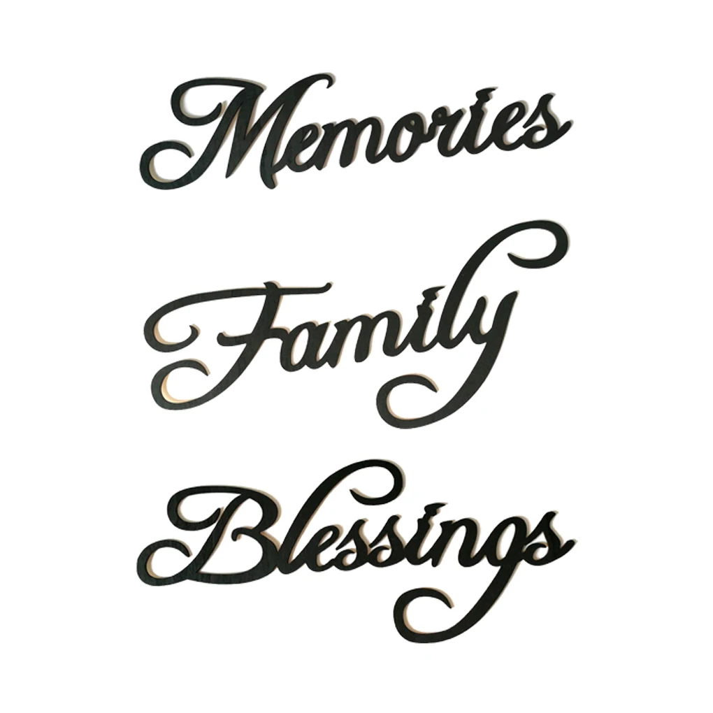 Family Memories Blessings Letter Wooden Wall Sticker Wood Hanging Sign Word DIY Home Bar Decoration Ornament