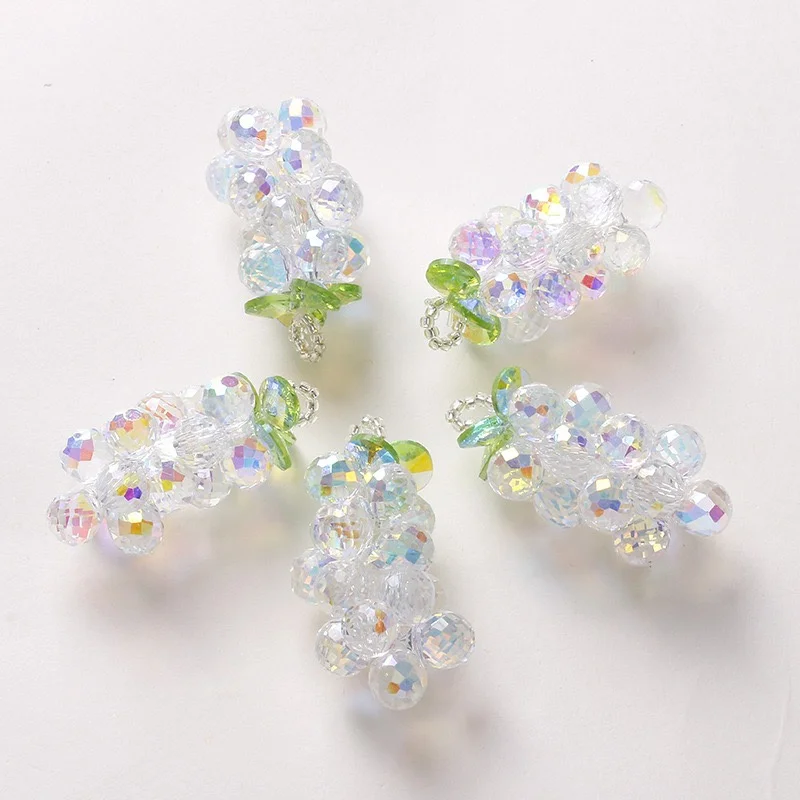 

Min order 12pcs/lot color glass beads handmade weave cartoon grape shape bead diy jewelry garment hair accessory