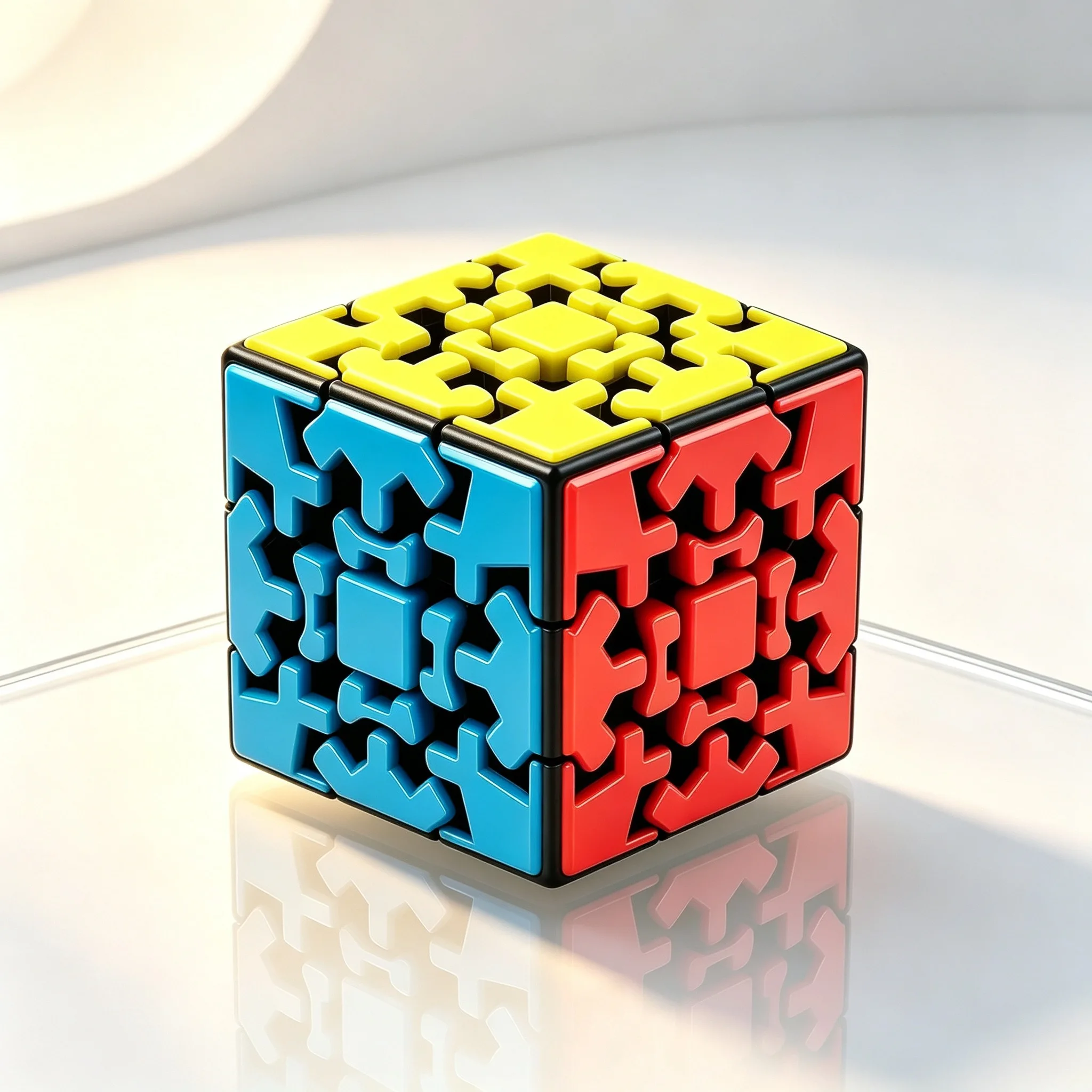 3x3 Gear Interlocking Puzzle Cube Color Stickerless Speed Brain Teaser Game Educational Fidget Toy Stress Relief Puzzle Gifts