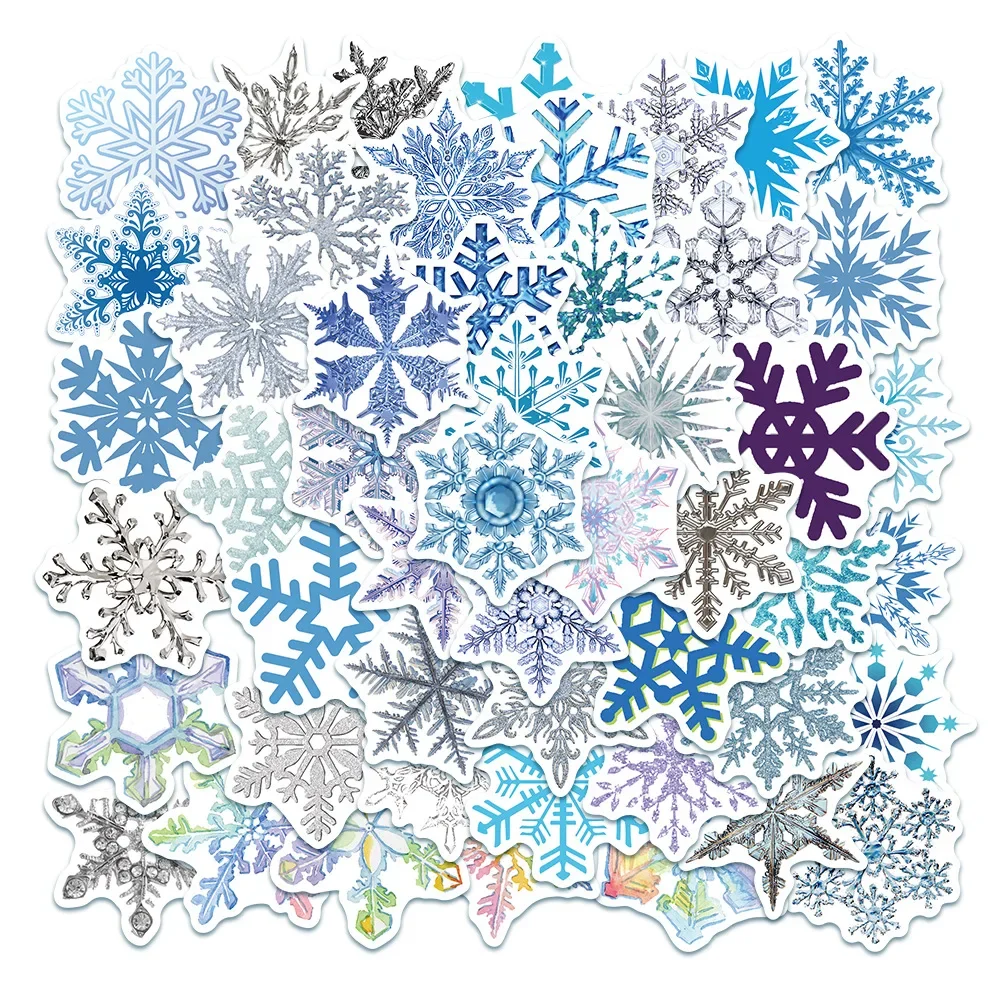 50PCS Winter Snowflakes PVC Graffiti Sticker Phone Aesthetic Decoracion Scrapbooking Accessories Child Sticker Flakes