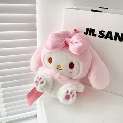 22 cm Kawaii Sanrio Melody Zaino in peluche Simpatici animali di peluche Bambole Giocattoli Borsa di peluche Anime Cartoon Zaini a tracolla Regali per ragazze