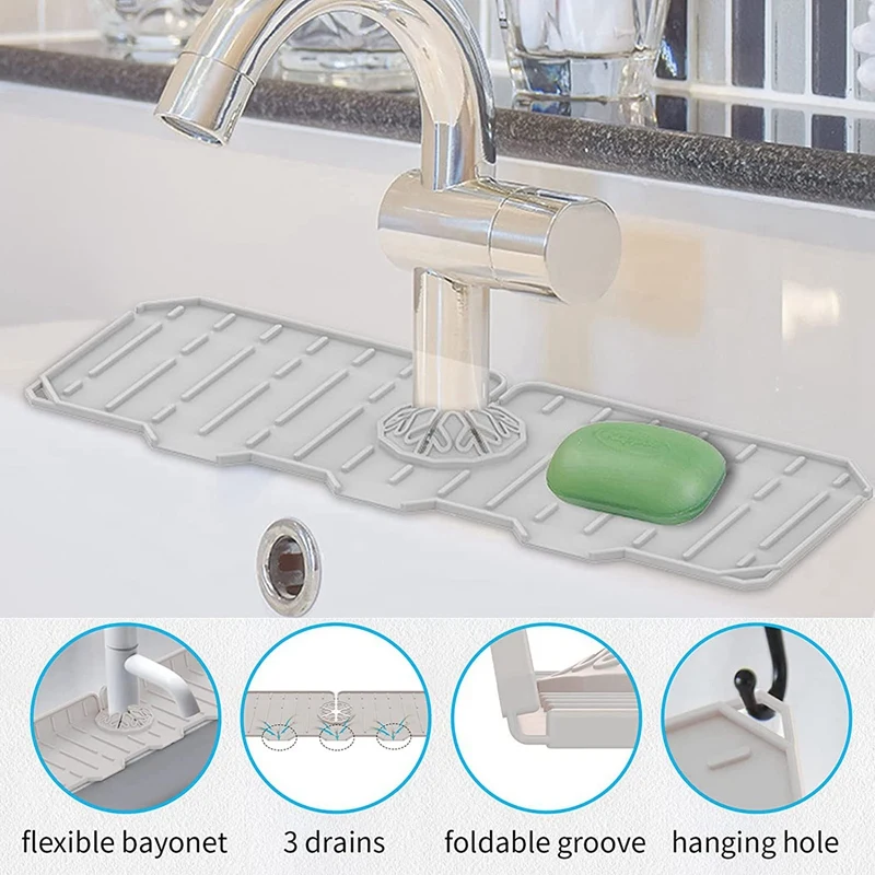 Countertop Dry Keeper - Silicone Drip Catcher Tray - Drip Protector Splash Countertop - Drying Mat, Sink Splash Guard