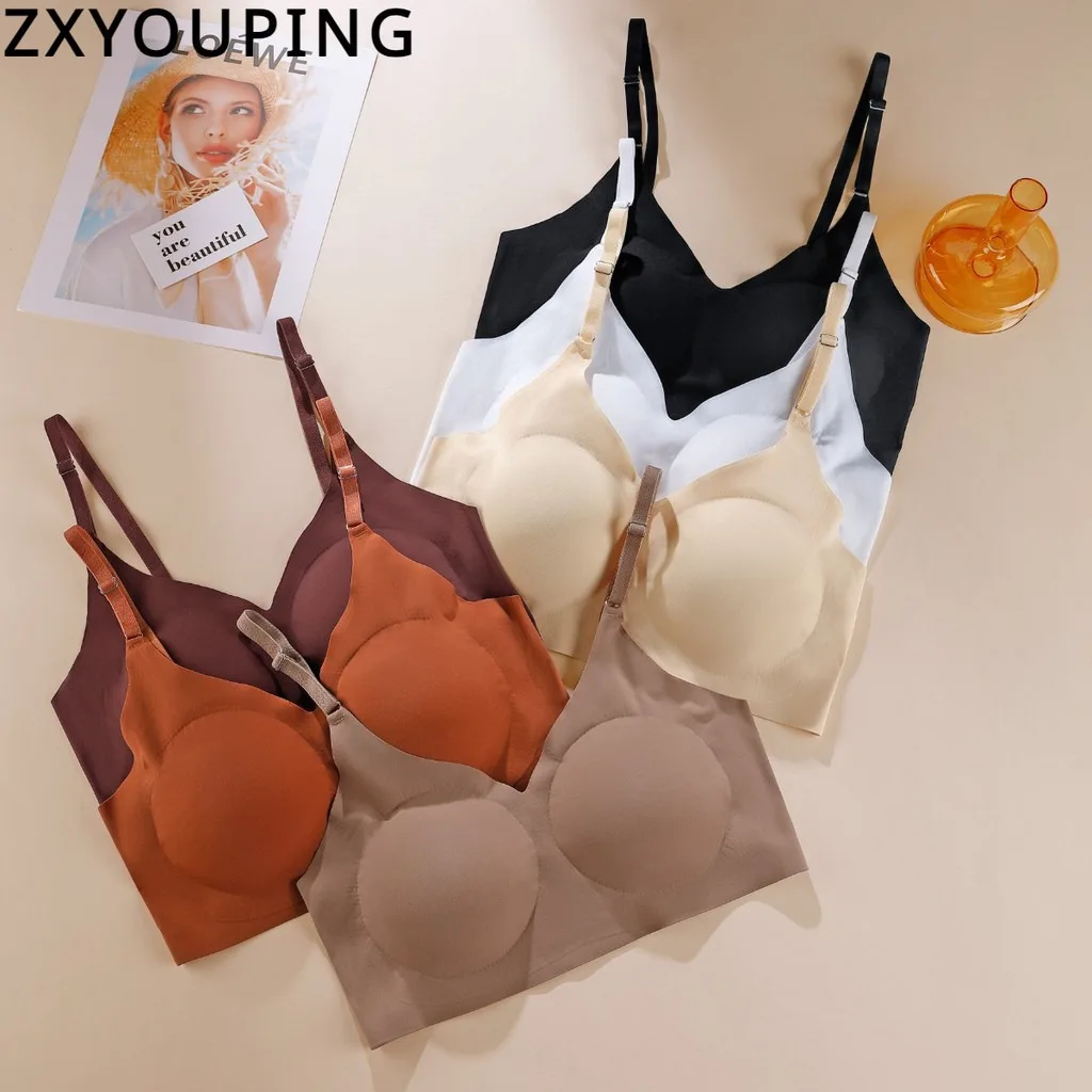 ZXYOUPING Sexy Bra Without Steel Ring, Thin Underwear with Beautiful Back and Gathered Suspenders, Breathable and Seamless Sport