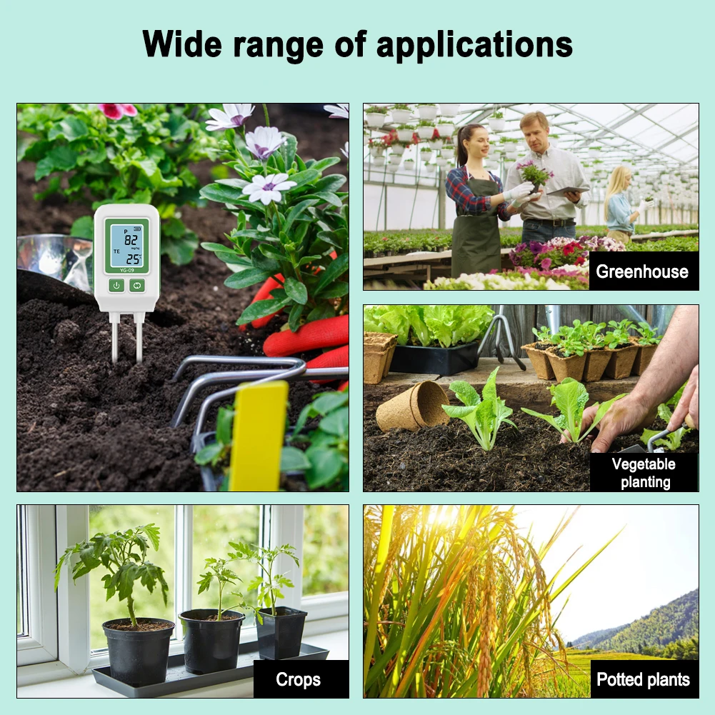 Detector de potássio de fósforo e nitrógeno, 0-1999 mg/kg, agulha dupla, testador de fertilidade, analisador de nutrientes para jardinagem, agricultura
