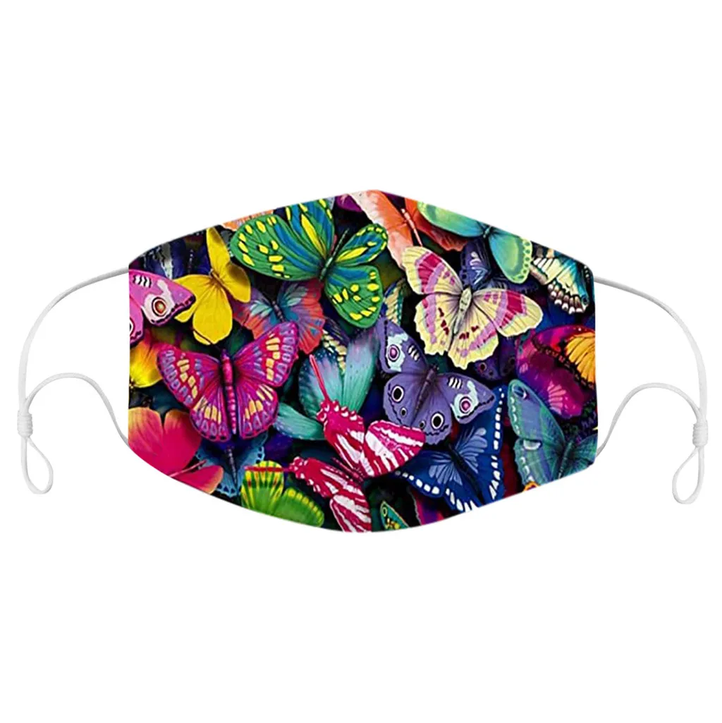 Women Face Mask Butterfl Print Reusable Breathable Mouth Cover Adjustable Ear Loops Outdoor Protective Facemask Fashion 2026 T1