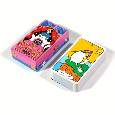 1 Set Cute Tarot Card Deck Whimsical Cards with Playful Cat and Mystical Elements, Vibrant Illustrations for Beginners