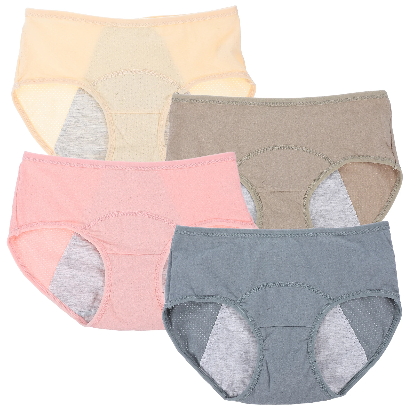 

4pcs Women Underwear Heavy Flow Heavy Flow Brief Underwear Leak Proof Cotton Briefs Midrise Period Panties M Size