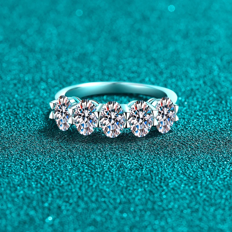 Moissanite Ring  S925 Sterling Silver Full Moissanite Oval Pav Band, Unique Premium Light Luxury Women's Ring, Instagram Aesth