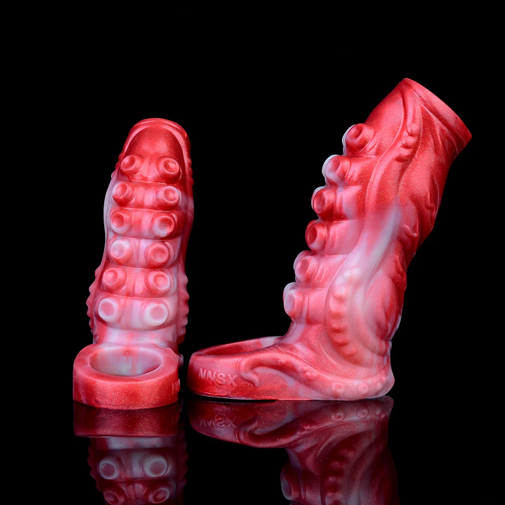 NNSX Penis Sleeve Extender Animal Textured Cock Sleeve Dick Enlargement Delay Ejaculation Silicone Sex Toyswith Knot for Couples