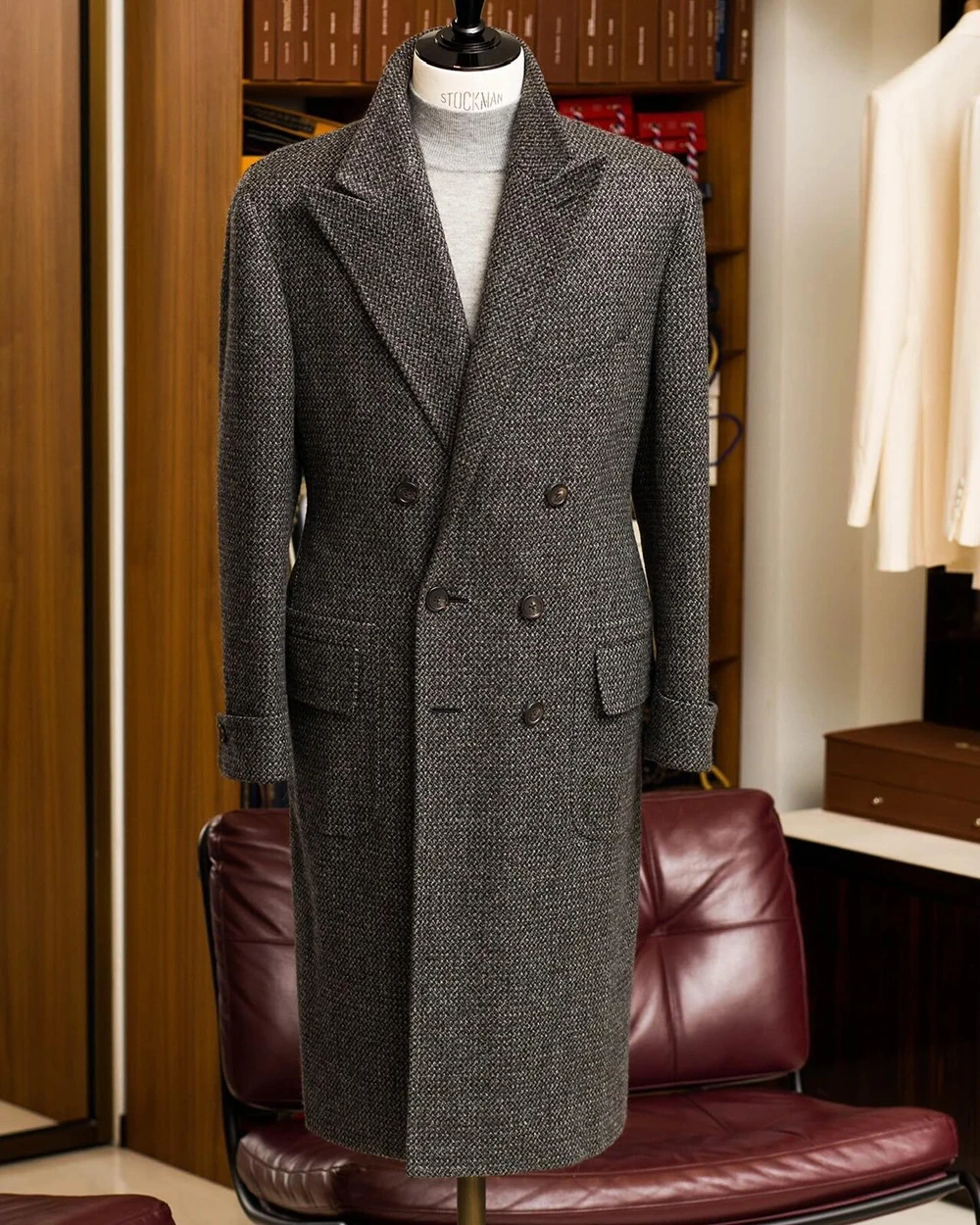 เสื้อโค้ททวีดผู้ชายแบบสั่งตัดพิเศษ กันลม กระดุมสองแถว สำหรับเจ้าบ่าว งานปาร์ตี้ งานพรอม ชุดทำงาน แบบชิ้นเดียว