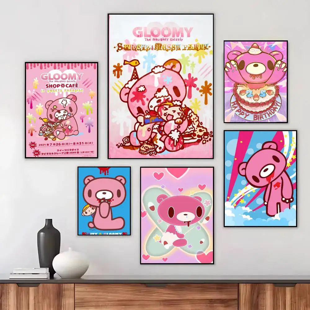Cartoon G-gloomy Bear Poster Wall Art Printed Decor Sticker Stylish Home Gift for Living Room Bedroom Corridor Cafe