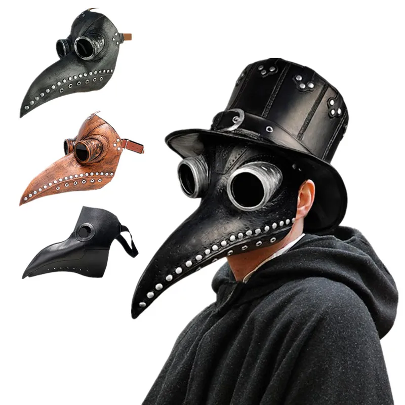 Black Rubber Proboscis Beek Steampunk Poison Gas Latex Mask Halloween Plague Doctor Mask Kids & Adults Cosplay Props