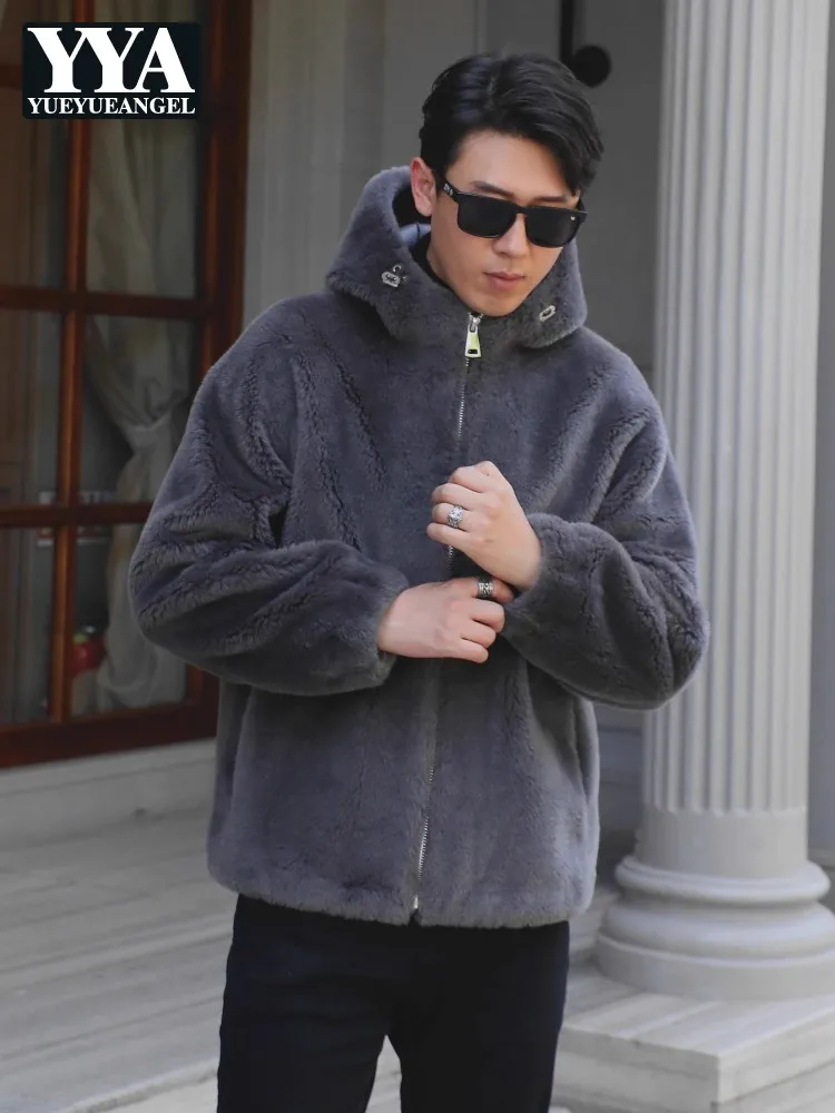 

Новое зимнее мужское шерстяное пальто с капюшоном, свободная куртка на молнии, модная повседневная однотонная верхняя одежда, осенние повседневные куртки, горячая распродажа