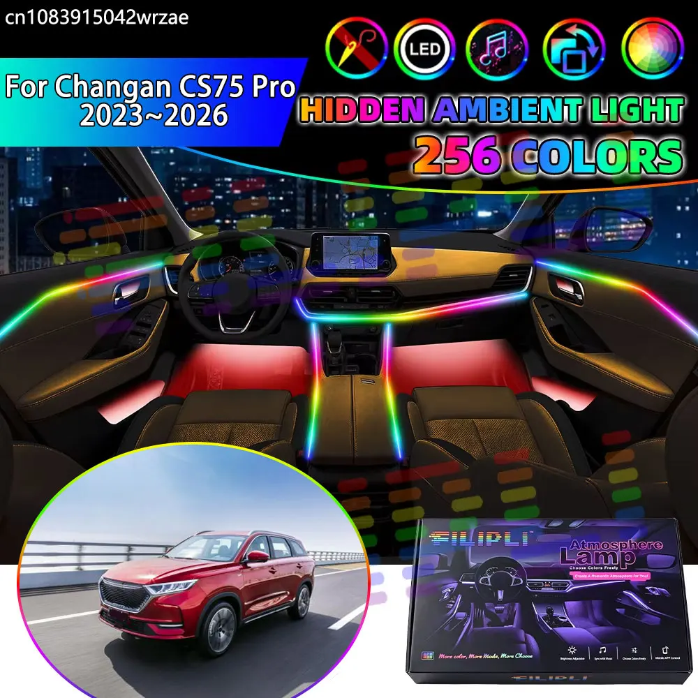 For Changan CS75 Pro 2023~2026 Oshan X7 RGB Car Interior Ambient Lights Strips Breathing Lighting Kit App Control LED strips