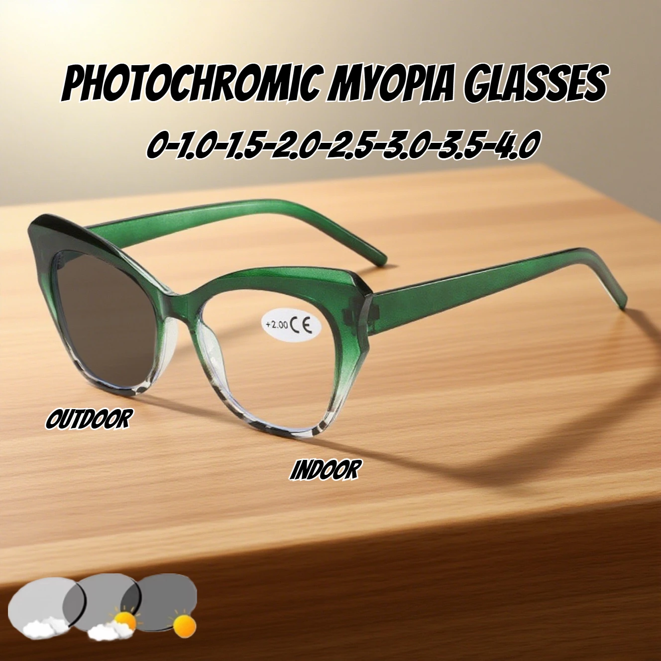 Gafas fotocromáticas para miopía, moda neutra, nuevas monturas Vintage de gran tamaño, gafas de bloqueo de luz azul HD Unisex a 3,0-3,5-4,0