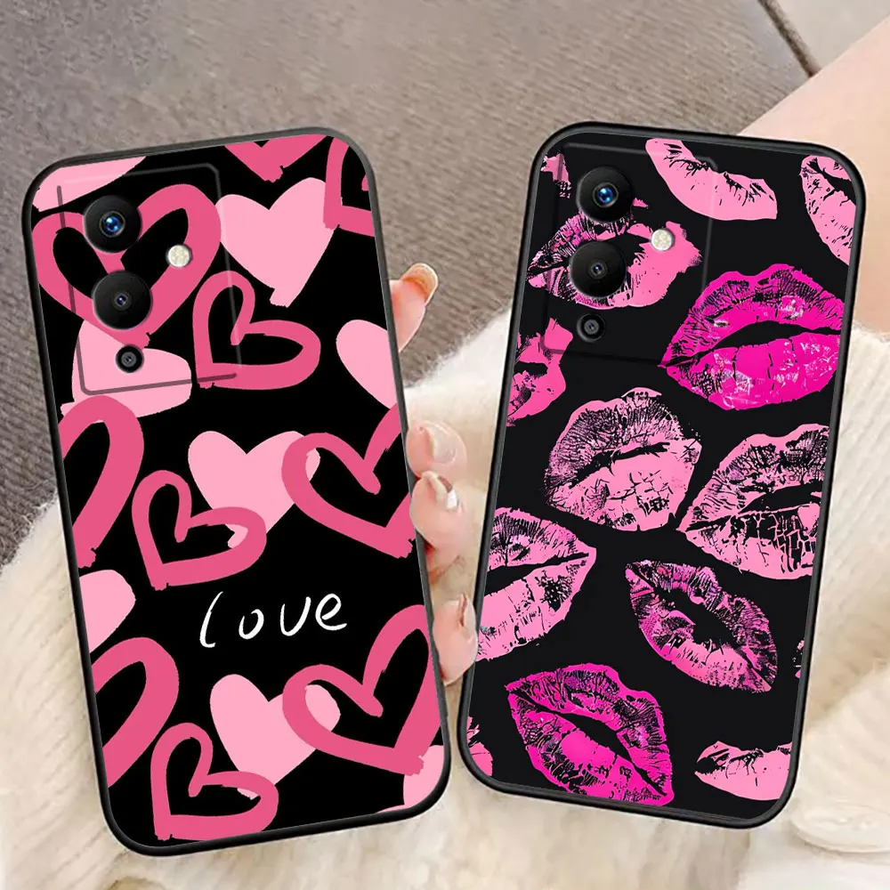 

Love Sexy Pink Kiss Phone Case For Infinix TECNO POP SPARK SMART 6 7 8 9 10 CAMON 50 40 30 30S 20 20C DIY Case Shell Funda Capa