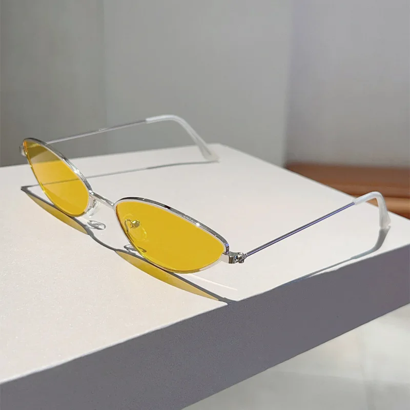 OEC CPO Vintage Metall Cat Eye Sonnenbrille Frauen Kleine Rahmen Luxus Marke Sonnenbrille für Weibliche Polychrome Shades UV400 Brillen – Detail 7